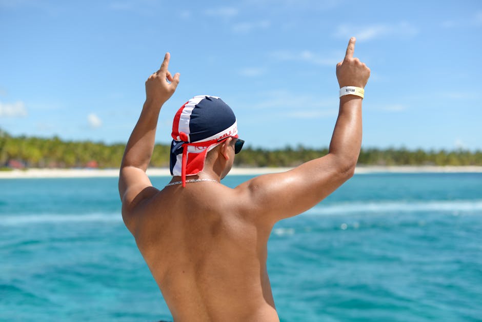 A man enjoys the tropical paradise of La Altagracia, Dominican Republic, near a beautiful beach.